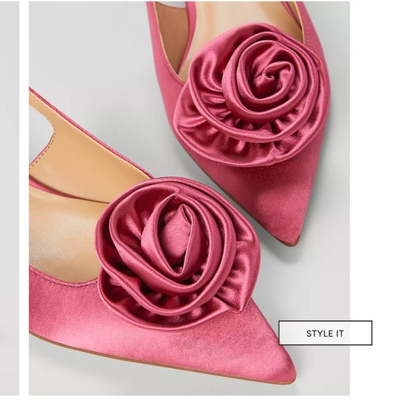 “Ann Taylor” black, satin rosette slingback pump; size 8; NWOT - Picture 6 of 7